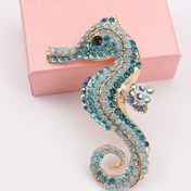 Resim Rhinestone Seahorse Brooch Pin, Yaratıcı Okyanus Hayvanı Çift Amaçlı Giyim Aksesuarı 