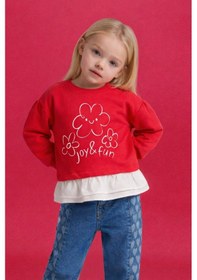 Resim Defacto Fırfır Detaylı Oversıze Çiçekli Sweatshırt Kız Bebek G7417A526SP 