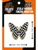 Resim FANTASTIC ARMA Ütü Ile Yapışan Dokuma Arma, Ev Tekstili, Simli Dama Desen Kelebek Modeli 
