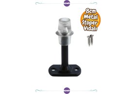 Resim 8 cm Metal Kapı Kolu Stoperi Tamponu Durdurucusu Tutucu Tutacağı Plastik Siyah Kapı Stopu Silikonlu 