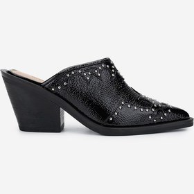 Resim Valmenti Kadın Hakiki Deri Siyah Rugan Topuklu Terlik 1072 9766 Bn Ayk Y25 Sıyah Krsk Rgn Siyah 