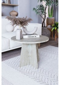 Resim Svala Mantar Orta Sehpa Yuvarlak Orta Sehpa 58 Cm - Traverten 