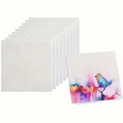 Resim 10 adet Mini Tuval Paneli 10.01cm X 10.01cm Pamuk Beyaz Boş Mini Germe Tuval Tahtası Boyama El Sanatları Boyama Küçük Akrilik Tuval Sanat Tahtası Akrilik Yağlı Boya Kendin Yap 