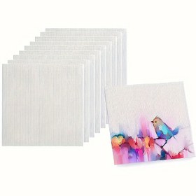 Resim 10 adet Mini Tuval Paneli 10.01cm X 10.01cm Pamuk Beyaz Boş Mini Germe Tuval Tahtası Boyama El Sanatları Boyama Küçük Akrilik Tuval Sanat Tahtası Akrilik Yağlı Boya Kendin Yap 