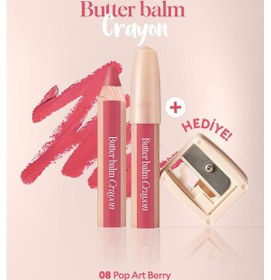 Resim Clio Kremsi Renkli Dudak Balmı + Kalemtıraş Clio Butter Balm Crayon 008 Pop-art Berry 08 