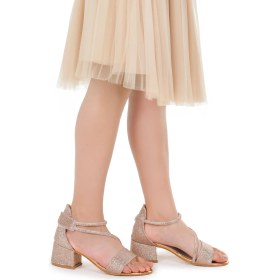 Resim Kiko Kids Pisar Günlük Kız Çocuk 4 cm Topuklu Sandalet Abiye Ayakkabı Bakır 