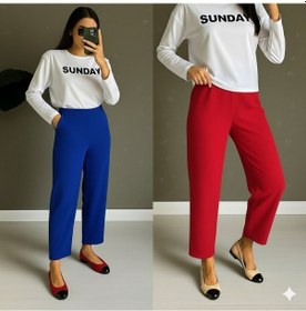 Resim Buğrahayalin Kadın Yüksek Bel Krep Pantolon Kırmızı 