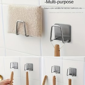 Resim 3 adet veya 6 adet Paslanmaz Çelik Mutfak saç tokası, Güçlü Kendinden Yapışkan Dikişsiz Su Geçirmez, Kolay Kurulumu Gerektirmez Duvar Montajı, Mutfak ve Banyo için Uygun, Mutfak Depolama ve Düzenleme Aksesuarları, Kullanım saç tokası 