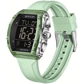 Resim Sunshine022 Sanda Erkek Digital Su Geçirmez 5atm Led Ekran Tarih Kronometre Spor Saati Silvery Green Diğer 