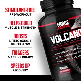 Resim Force Factor Volcano PreWorkout Nitric Oxide Booster for Men with Creatine and L-Citrulline Pump 120 Capsules 