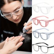 Resim 1 Adet Tırnak Otuğu Toz Önleyici Gözlük - Şeffaf/Pembe/Siyah/Mavi Lensler, Rüzgar Geçirmez Tasarım, Hassas Nail Art için, Manikür Pedikür Aksesuarı, Hafif ve Dayanıklı Plastik Çerçeve, Şık ve Sağlam Yapı, Güzellik Ekipmanı, Temiz Manikür Koruma 