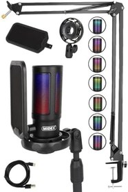 Resim Midex V6 RGB Set USB Oyuncu ve Yayıncı Mikrofonu Condenser Stüdyo (Kayıt Gaming Tiktok Twitch Canlı yayın Discord Youtube) 