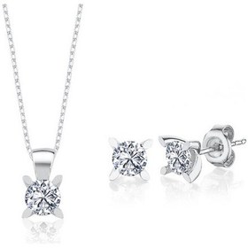 Resim 1.50 Karat Mia Zirconia Markiz Esinti Ikili Tektaş Gümüş Set 