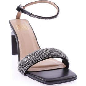 Resim Dgn K9016 Kadin Silver Taş Bantli Bilekten Bağlamali Topuklu Sandalet K9016-1748-R1534 Siyah 