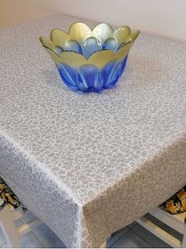 Resim Kaydırmaz Tabanlı Pvc Muşamba - Desenli Silinebilir Masa Örtüsü 06kt37 Gri 