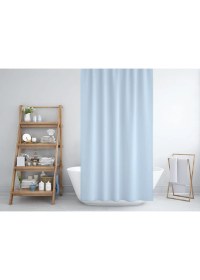 Resim Jackline Mavi Banyo Perdesi Yerli Üretim 180X200 cm Duş Perdesi 12 Plastik C-Halka Hediyeli Banyo Perdeleri 