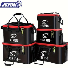 Resim JSFUN EVA Katlanabilir Balık Kutusu - Taşınabilir, Su Geçirmez, Siyah Kırmızı Detaylarla, Taşıma Kolu, Açık Hava ve Seyahat Balıkçılığı İçin İdeal 