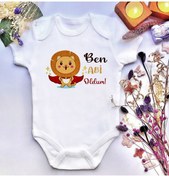 Resim irembaby Unisex Bebek Ben Abi Oldum Baskılı %100 Pamuklu Çıtçıtlı Body Zıbın 