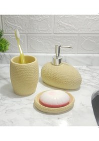 Resim SARI PETEK 3 LÜ BANYO SETİ 20x20x13cm Sarı 
