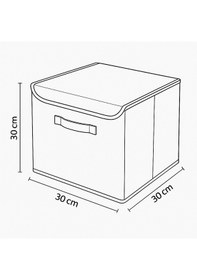 Resim 4 Lü Gri Çizgili Kapaklı Dolap İçi Düzenleyici Kutu - 30x30x30 Cm Katlanabilir Saklama Kutusu 