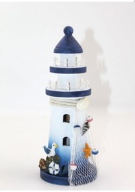Resim Büro Ev Ofis Dekoru İçin Hediyelik Ahşap Yapım Deniz Feneri 