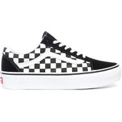 Resim Vans UA Checkerboard Old Skool Platform Sneaker Kadın Ayakkabı VN Siyah - Beyaz 