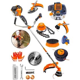 Resim Dragro Alman DRG-HN20 20 Hp Yan Tipi Benzinli Motorlu Ot Çalı Tırpanı + Canavar Başlık Halı Yıkama Fırçası10 