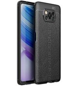 Resim Noktaks - Xiaomi Uyumlu Xiaomi Poco X3 / Poco X3 Nfc / Poco X3 Pro - Kılıf Deri Görünümlü Auto Focus Karbon Niss Silikon Kapak - Lacivert 