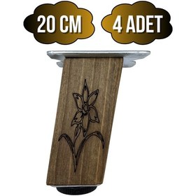 Resim Kale Eğimli Ayarlı Desenli Ahşap Ayak Mobilya Masa Dolap Ayağı 20cm 4 Adet Koyu Ceviz Ceviz A. Ceviz 
