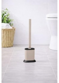 Resim Silikon Tuvalet Fırçası Pratik Silikon Wc Klozet Fırçası Bej S-210 Açık Ahşap 
