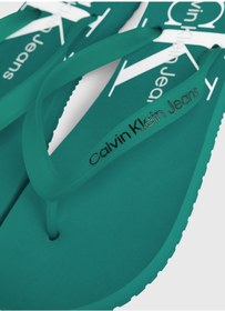 Resim Calvin Klein Beyaz - Turkuaz Erkek Plaj Terliği BEACH SANDAL MONOGRAM TPU 