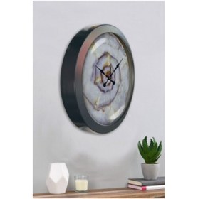 Resim Bahat Salon Ofis Duvar Saati Gri Metal Çerçeve 36 Cm 