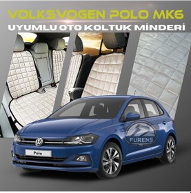 Resim Volksvogen Polo Mk6 Bej Tay Tüyü Cepli & Terletmez Sırtlı Oto Koltuk Minder Seti - Koruma Kılıfı Ön & Arka Set 