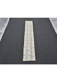 Resim Zehra Abla Halı El Dokuma Nadir Naif Ak Pamuklu Mini Yolluk Kilim 6340 