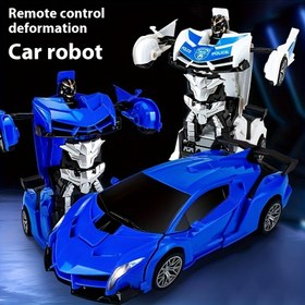 Resim Mesiondy Dönüştürülebilir Robot RC Araba Oyuncak Çocuklar İçin - Uzaktan Kumandalı, 2.4Ghz Yarış Arabası Tek-Düğme Deformasyon & 360° Kayma ile, Mavi & Beyaz Robot Arabalar, AA Pil Gücünde, Erkek ve Kız Çocukları için Mükemmel Hediye, Etkileşimli Oyuncağı 