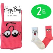 Resim HAPPYBODY SOCKS Organik Çocuk Tenis 2'li Soket Emoji Desenli Soft Yıkamlı Kumaş 