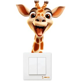 Resim Sevimli Hayvanlar 3D Priz Duvar Çocuk Odası Sticker Seti - 15x15 cm / Renkli / Priz Sticker 