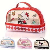 Resim Sanrio için for hello kitty Çift Katmanlı Şeffaf Kalem Kutusu, Büyük Kapasiteli PVC Kırtasiye Düzenleyici Üst ve Alt Bölümlerle, Taşınabilir Okul Malzemeleri Depolama Çantası, Kalem Kılıfı 