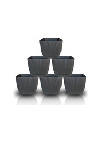 Resim Omnipazar Krs-384 Dekoratif Plastik Mercan Kare Saksı 4 Litre Antrasit 6 Adet 
