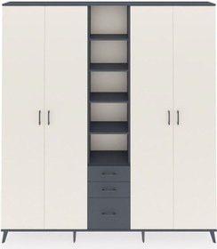 Resim Arges Dolap 17 Raflı 3 Çekmeceli 4 Kapaklı 220x30x243 Antrasit-aytaşı/antrasit Aytası/antrasıt 