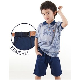 Resim Midimod Erkek Çocuk 3'li Takım Polo Yaka T-shirt Şort Kemer Takım Renkli 