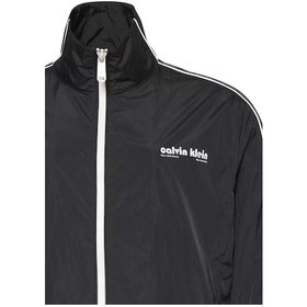 Resim Calvin Klein Erkek Dik Yaka Kolu Şeritli Track Ceket - Siyah-9200 Black 