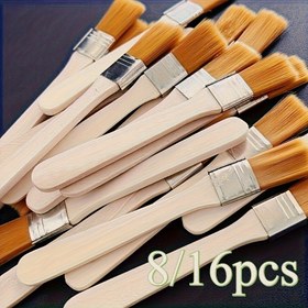 Resim 8/16 adet Ahşap Saplı Sanatçı Boya Fırça Seti - Çok Fonksiyonlu Plastik Fiber Kıllar Akrilik, Yağlı Boya, Su Temizleme ve Elektronik Cihaz Temizliği İçin Uygun - Dayanıklı DIY Sanat Malzemeleri 