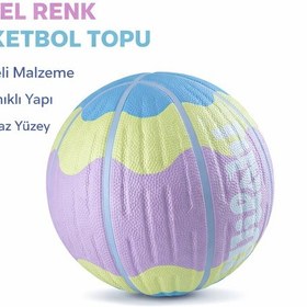 Resim Basketbol Topu Pastel Renkli Kaymaz 5 Numara 