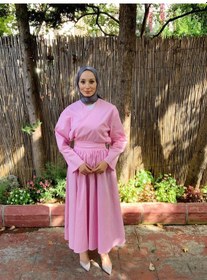 Resim Butik Moda Etkm003 Üstü Bağlamalı Eteği Yandan Fermuarlı Takım Pembe 001 