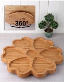 Resim Balsa Kds3030 Döner Bambu Sunum Tabağı 7 Bölmeli 