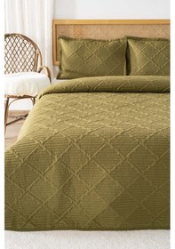 Resim Rivaistanbul Edda Haki Nakışlı Çift Kişilik Yatak Örtüsü Takımı 3 Parça Uyku Seti Hakii 