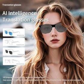 Resim AI çevirmenli akıllı Gözlükler, Bluetooth V5.4 Erkek Ve Kadınlar İçin Akıllı Güneş Gözlüğü, IP65 Su Geçirmez, 144 Dil Gerçek Zamanlı Çeviri, AI Seyahat İşleri Için AI Gözlük 