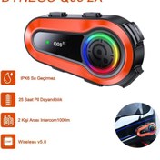Resim Dynego Q08 2x Motosiklet Kask Kulaklık Intercom Telsiz Görüşmeli Işıklı Motorsiklet Interkom 