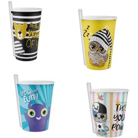 Resim Skygo 4 Adet Kendinden Pipetli Bardak 400 Ml 